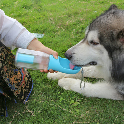 Portable Cat Dog Water Bottle Food Feeder Drinker Poop Dispenser 3 In 1