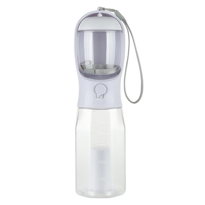 Portable Cat Dog Water Bottle Food Feeder Drinker Poop Dispenser 3 In 1